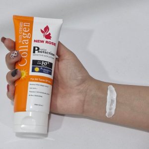 کرم ضد آفتاب بی رنگ کلاژن نیو رز SPF50 حجم 130 میلی لیتر